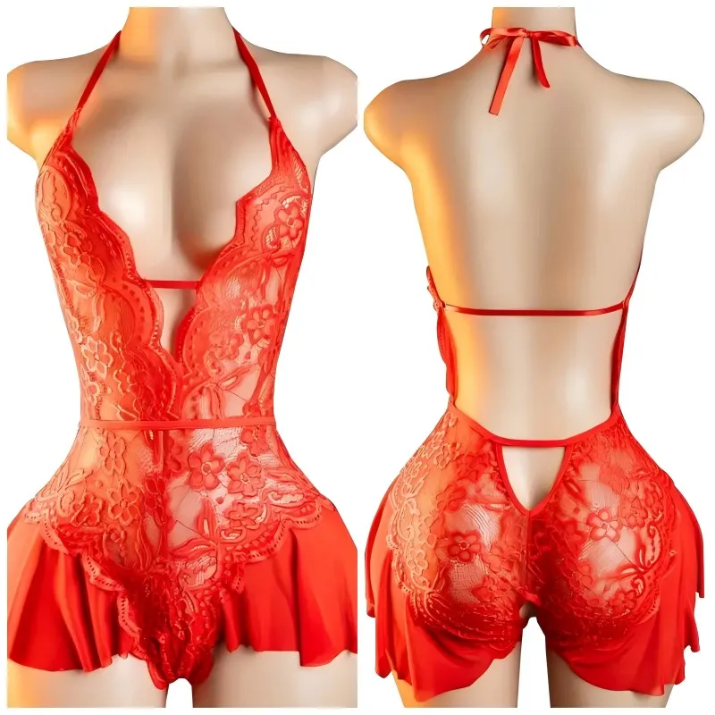 New Lace Mesh Strap Design See-through Backless Sexy Temptation Ladies Lingerie Sleepwear Sexy Women Nightie Gown view 4