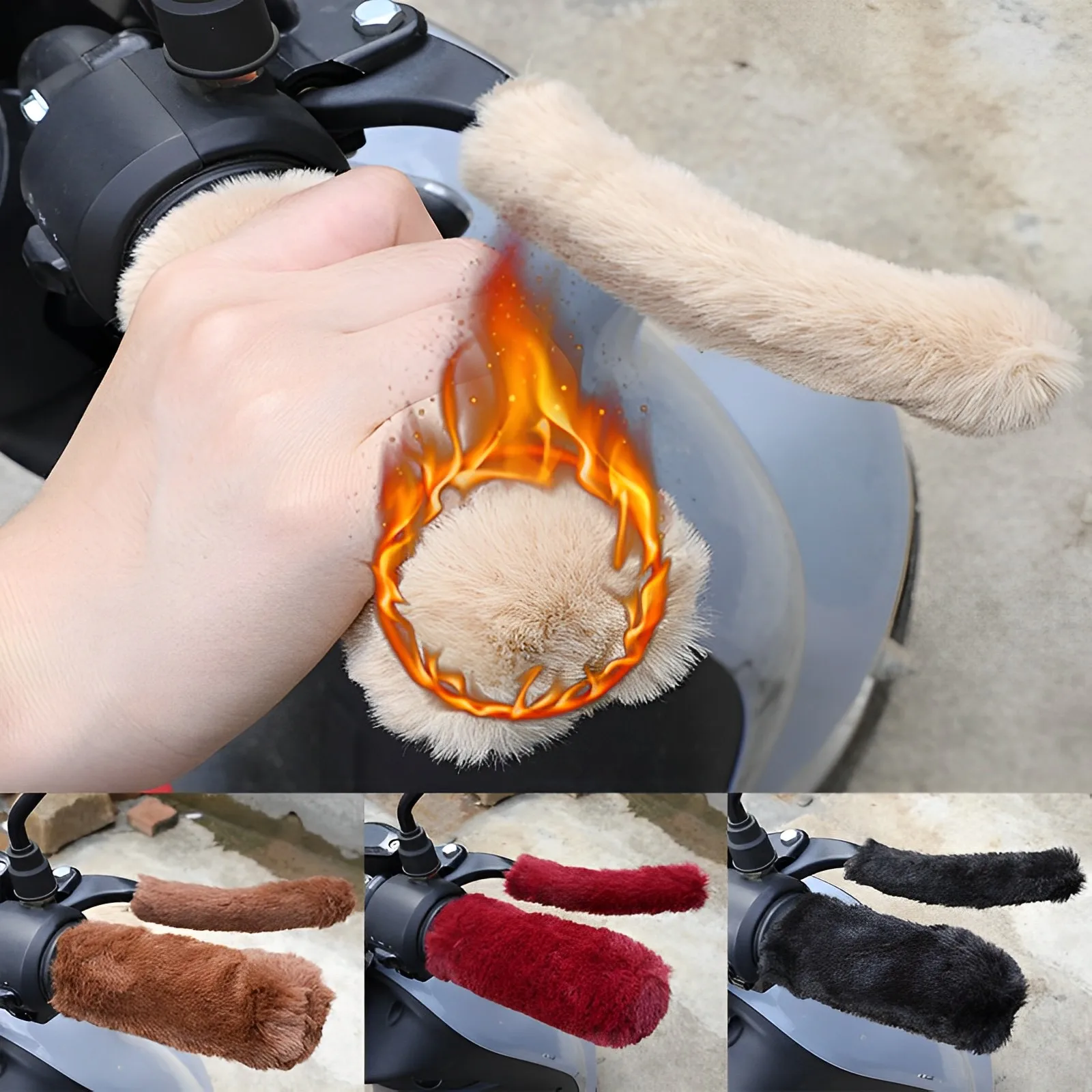 

Simulated Plush Handlebar Covers Universal Anti-Slip Warm Handle Grip Protective Covers for Electric Vehicles Motorcycles Bike