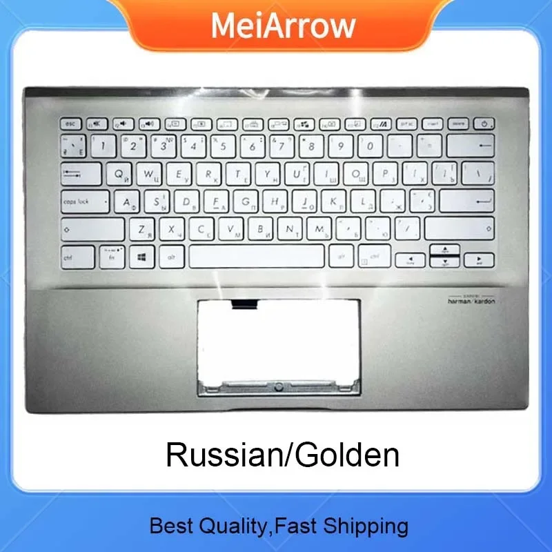 MEIARROW    New/org For ASUS VivoBook 14s S14X S431 S431f S4500FL S4500F Palmrest Ru Russian keyboard upper cover C shell,Golden