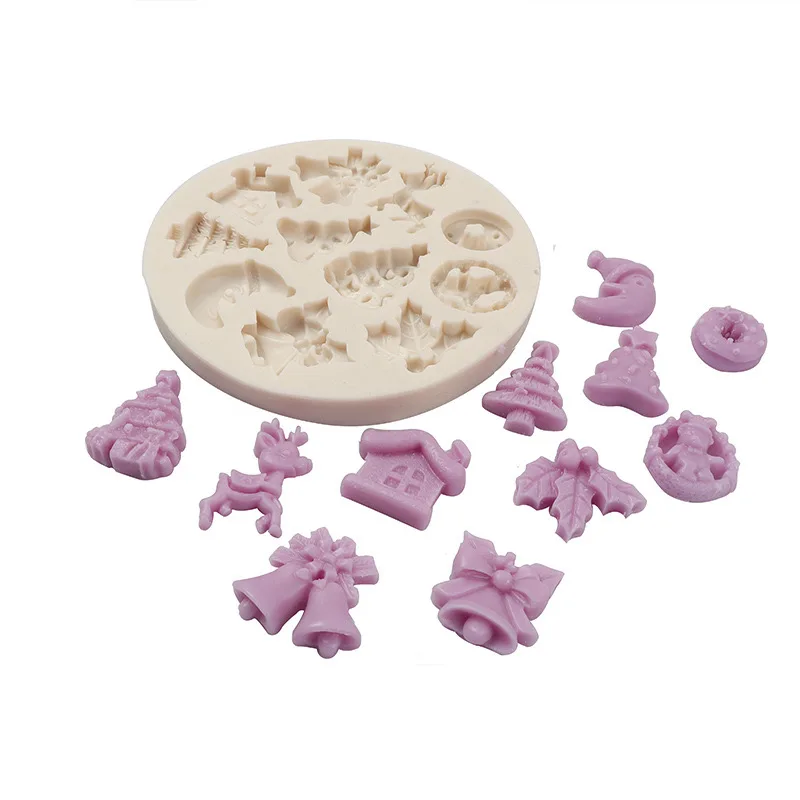 Christmas Silicone Mold Lacquer Elk Wax Seal Christmas Tree Chocolate Fondant Cake Soap Aroma DIY Handmade Decoration Craft Tool