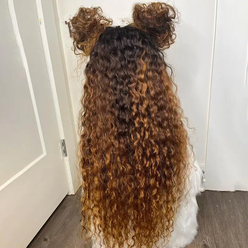 26 بوصة أومبير أشقر طويل غريب مجعد 180 الكثافة الدانتيل شعر مستعار أمامي للنساء السود BabyHair غلويليس قبل قطعها مقاومة للحرارة يوميا