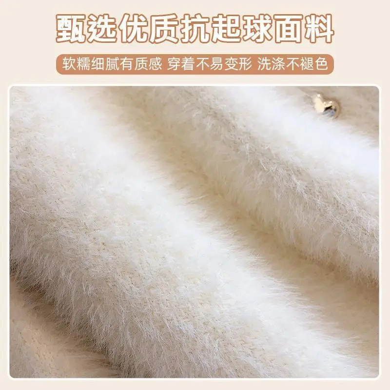 Cardigans Women Fluffy Cropped Sweaters Chic Double Breasted Retro European Style Ladies Fashion Street Aesthetic Autumn Winter