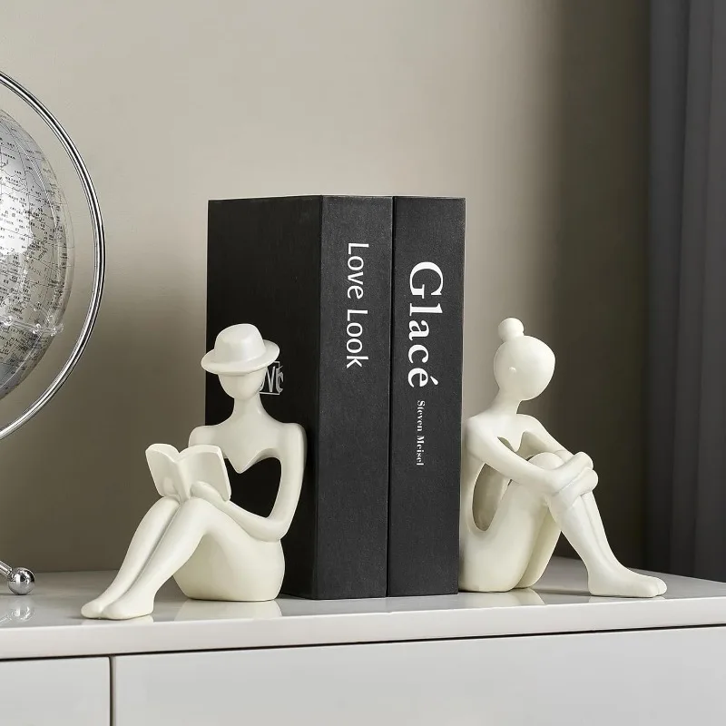 Resin Bookshelf Decoration Abstract Reading Woman Thinker Statue Ornaments Creative Art Design Home Office Bookshelf Decoration
