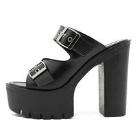 Gdgydh Block Heeled Sandals for Women Fashion Peep Toe Dress Pumps Stylish Double Buckle Strap Design High Heels Sandals Outdoor - Image 4