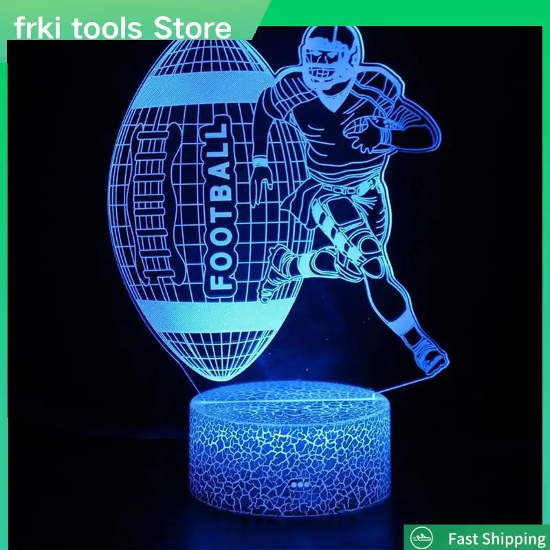 LED Football Light 3D Visual Effects Acrylic Football Sign Lamp 16 Colors Changing Energy Saving Night Light For Kid-A79G