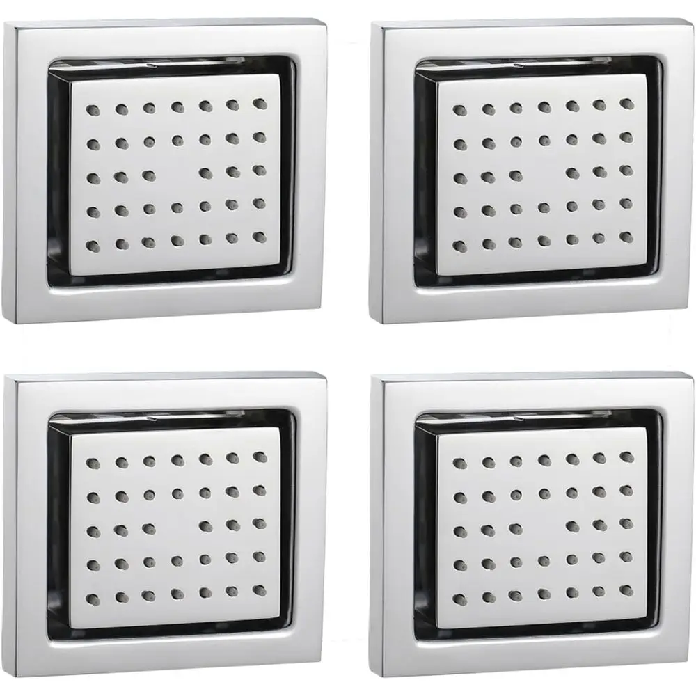 

4-Piece Solid Brass Square Shower Body Jets, Wall-Mounted SPA Massage System, Chrome Finish