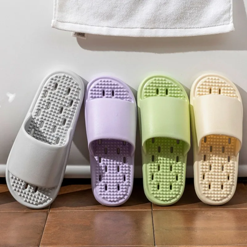 summer new Bathroom anti-slip slippers indoor home leakage quick-drying thick-sole Man shoes massage breathable Women's slippers