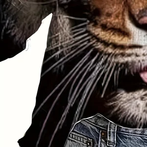 Áo sơ mi in với mẫu hổ cái, ve áo, nút lên, thanh lịch, đường thời trang, tính khí, hàng ngày 8 Áo sơ mi Tiger bán hàng chính - 2