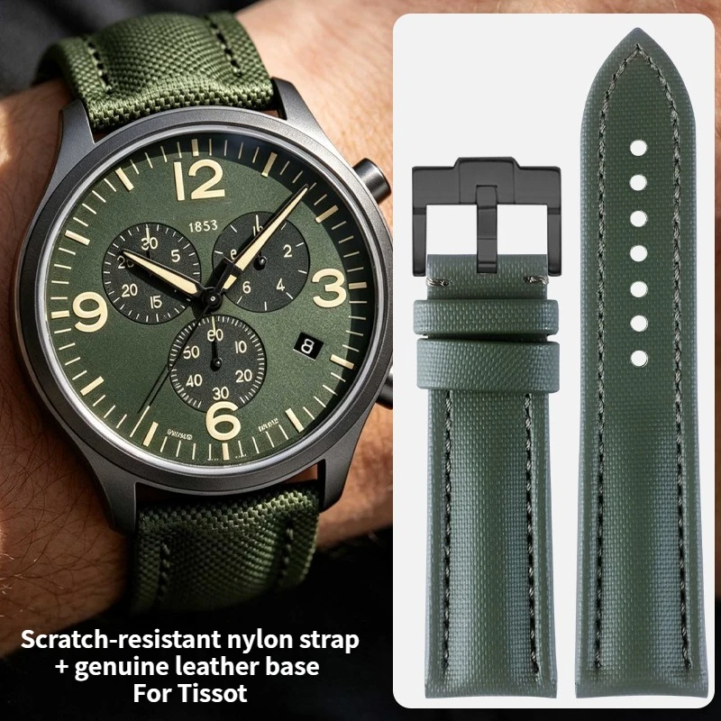 Scratch-resistant nylon watch strap genuine leather base watchband men For original Tissot 1853 T-SPORT SPEEDEXPRESS T116617A