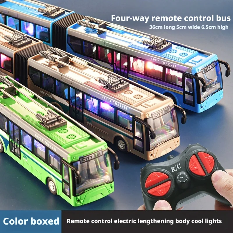 Double Carriage Remote Control Bus With Light Four-Channel Wireless RC Car City Bus Children Toy Christmas Gift for Kid Boy Girl