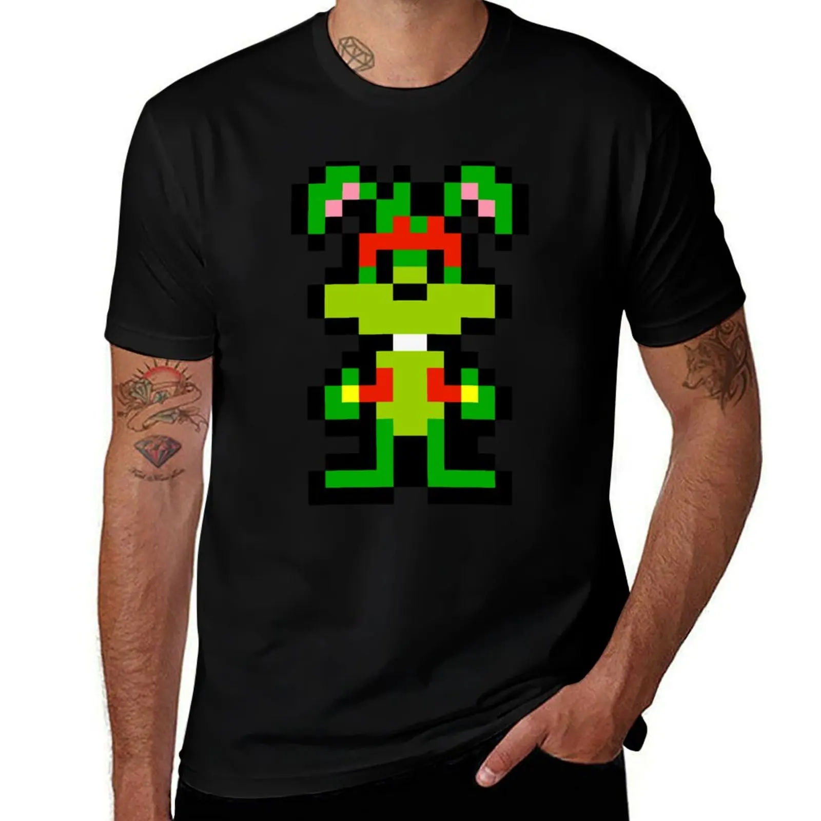 Pixel Jazz Jackrabbit T-Shirt Basic Solid Tee for Daily Use