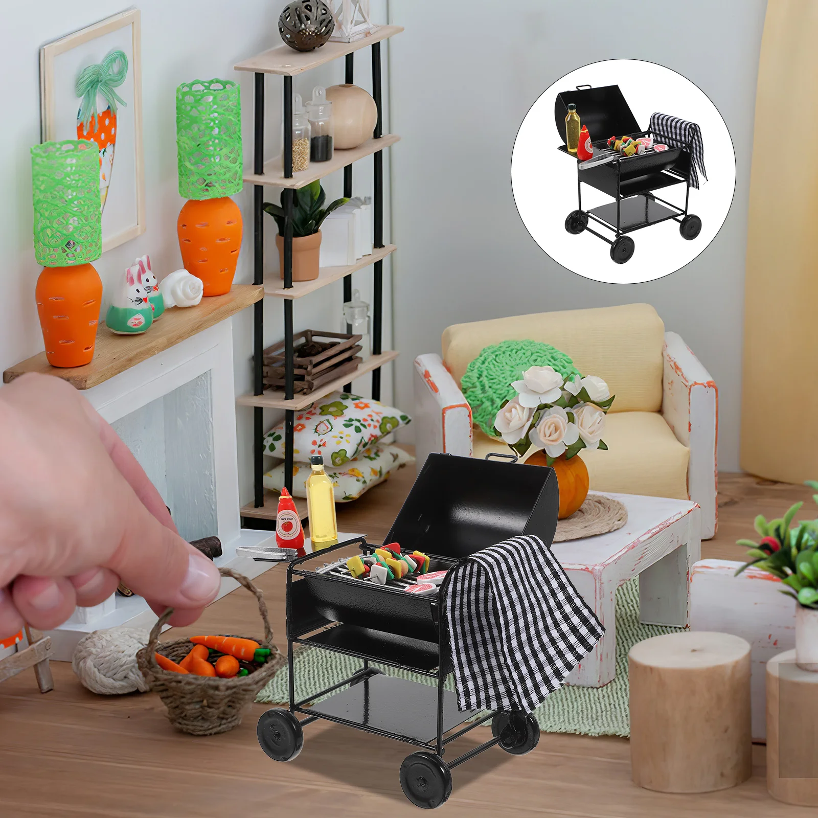 Mini Grill Miniature Cookware BBQ Dollhouse Accessories Furniture Cooking Utensils Alloy Dolls