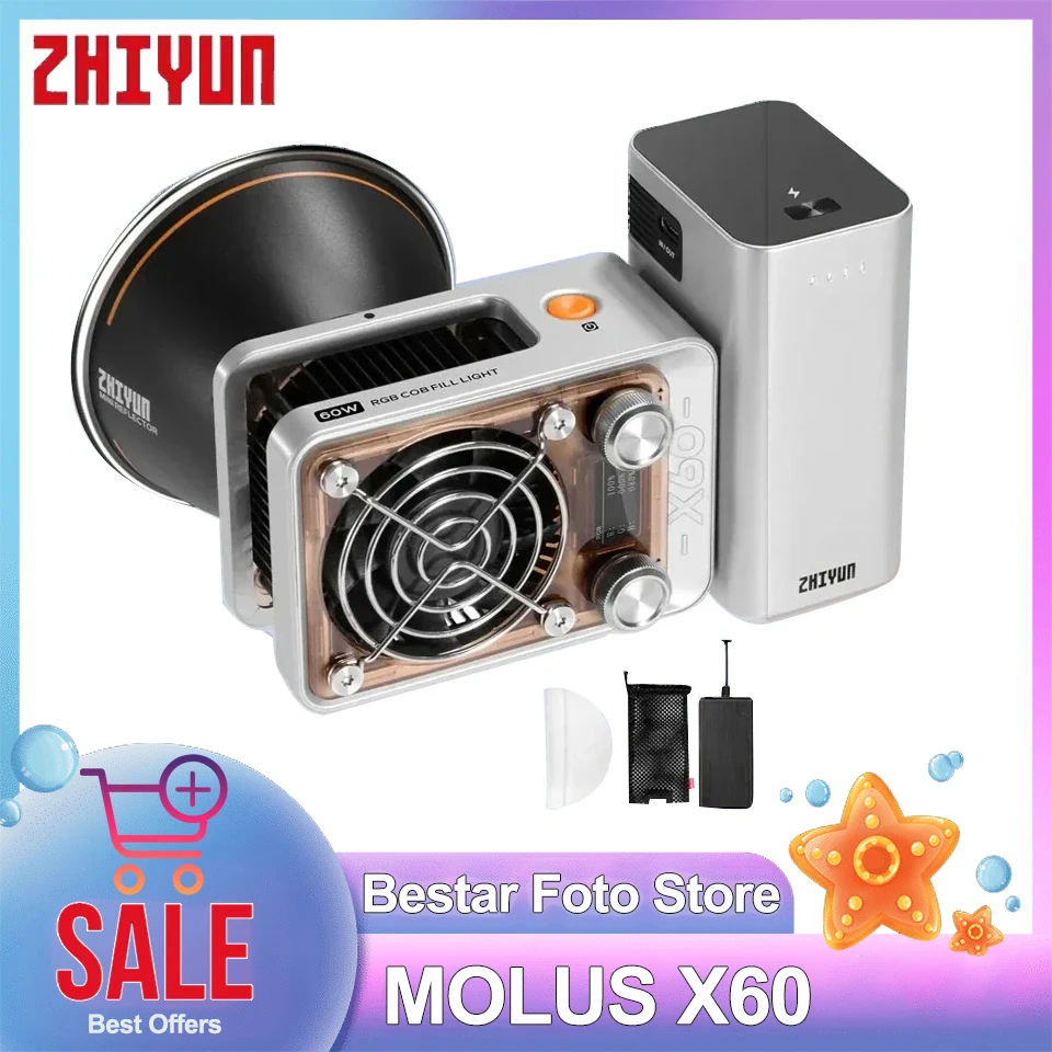 

ZHIYUN MOLUS X60 60W COB Fill Light Bi-color and RGB Model Available Easy to Control for Vlog Shooting