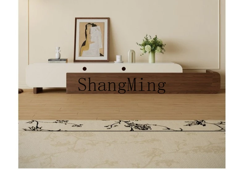 

ZYY high sense medieval style simple household retractable TV cabinet living room household retro TV cabinet