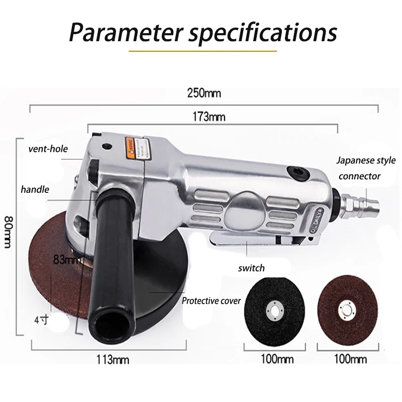 Pneumatic Angle Grinder for Metal Woodworking Cutting  Polisher Mill Engraving Machine Carving Tool With Saw Blade Cut