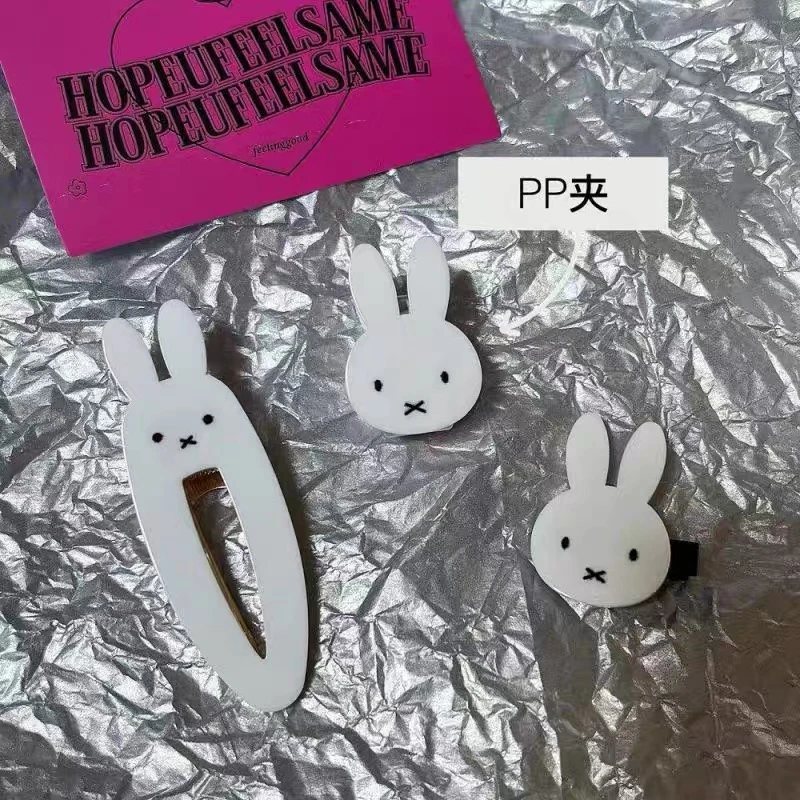 Miffy Cartoon Hair Clip Cute Miffy Hair Clip PP Clip Girl's Bangs Clip Book Note Clip Accessory Gift Toys for Girl