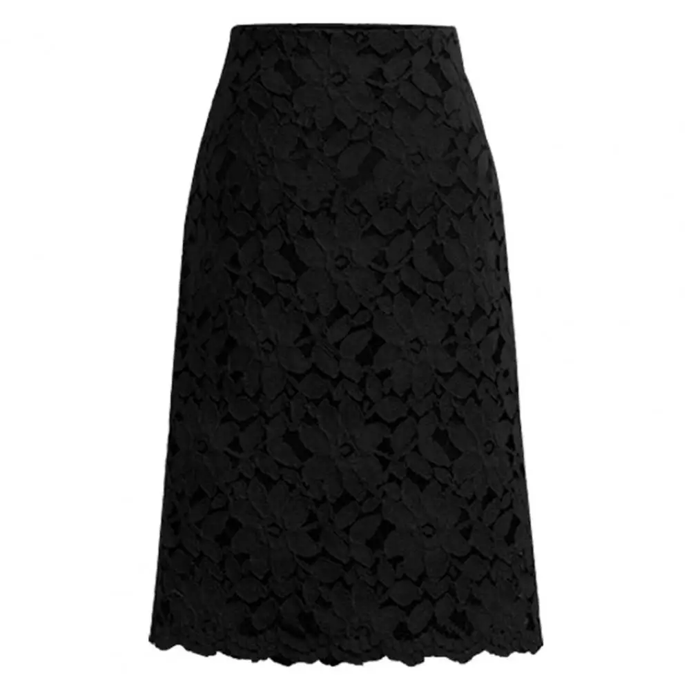 Bodycon Skirt Hollow Out Lace Elegant A-line High Waist Knee Length Skirt for Office Lady Skirt Female Sexy Pencil Skirts