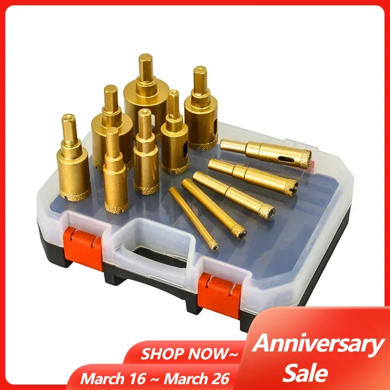 12PCS Brazing Hole Opener Diamond Ceramic Tile Glass Core Drill Hole Opener 6/8/10/12/14/16/18/20/22/25/30/35mm Hole Opener