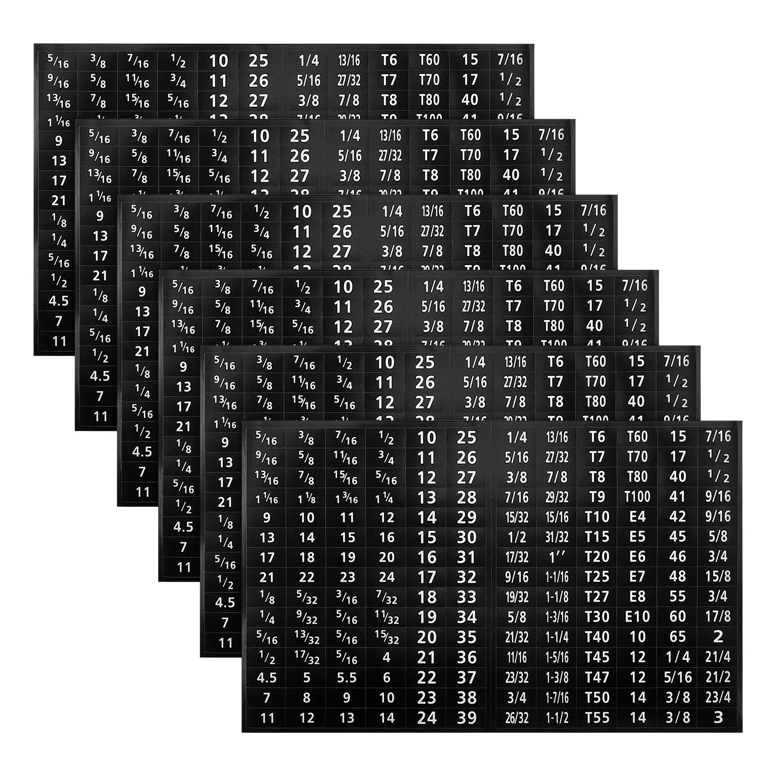 6Sheet Self Adhesive Tool Identification Labels Core Socket Size Stickers Wrench Organizer for Mechanics Workshop Drawer Tool