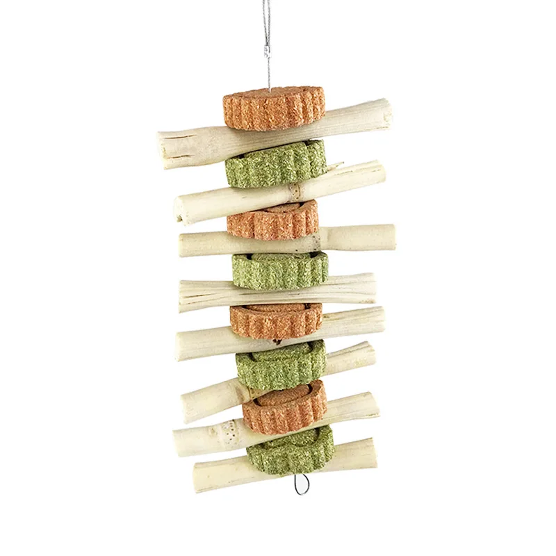 

Chew Sticks High Fiber Rabbit Chew Teeth Grinding Grass Cake Dual Flavor Small Animal Snack For Chinchillas