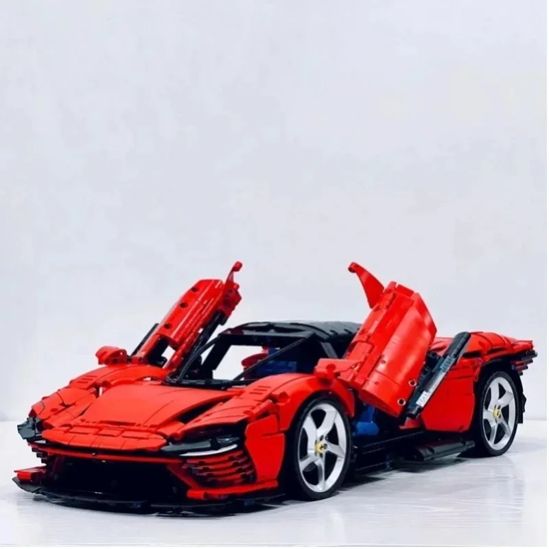 3778 Teile Raumdekoration Rotes Auto Baustein-Set Konstruktion DIY Supersportwagen Modell Bausteine Erwachsene Geburtstag Weihnachtsgeschenk