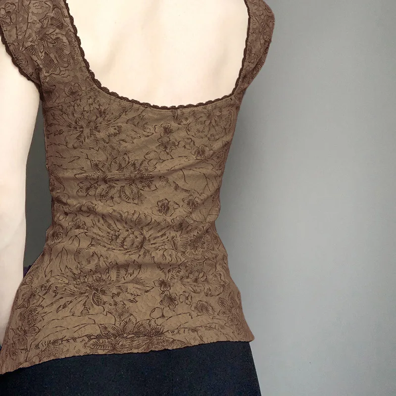 Vêtements pour femmes européennes et américaines ins en ligne célébrité rue dentelle brillante couture maille taille T-shirt à manches courtes