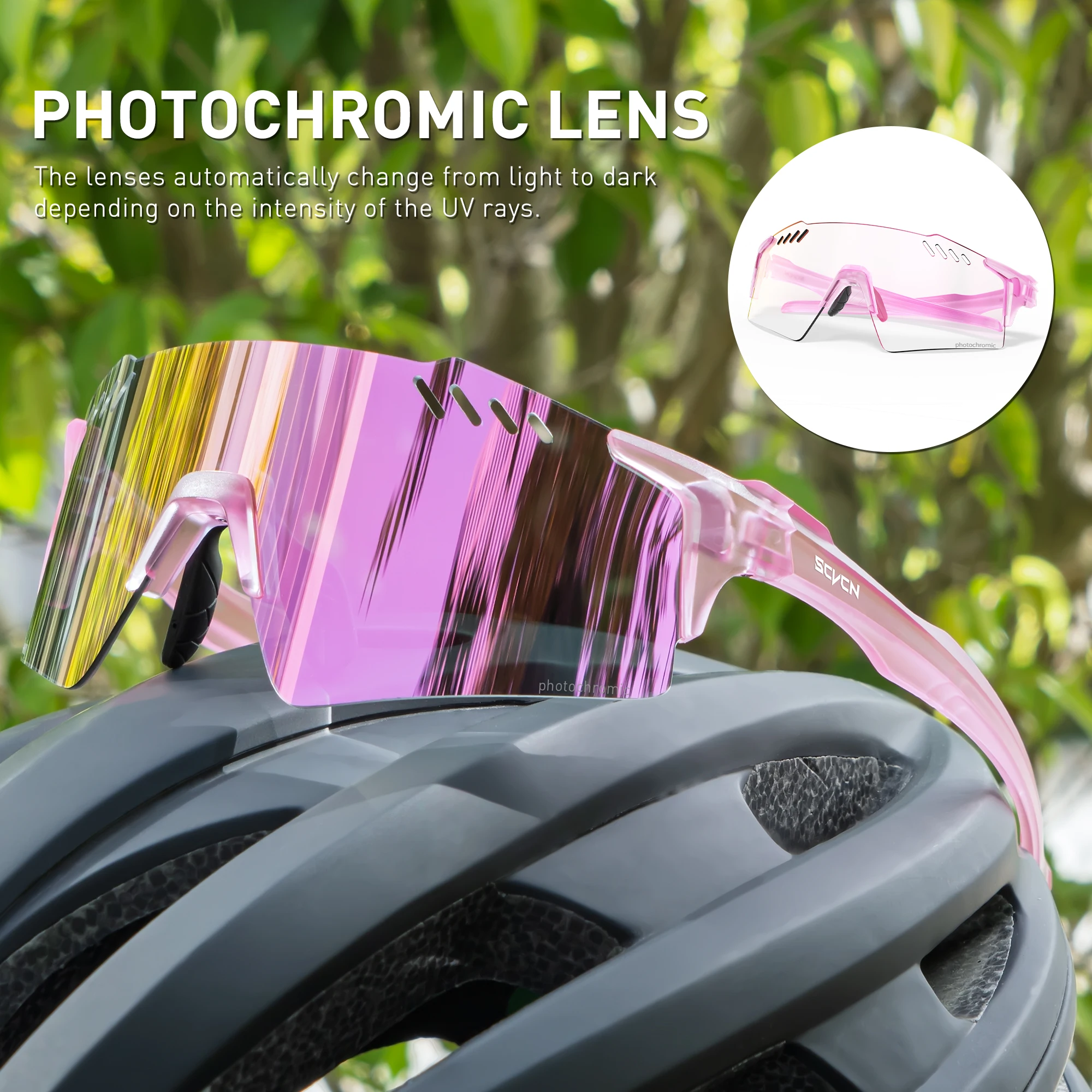 SCVCN lunettes de soleil photochromiques rouges lunettes de cyclisme sport pour hommes VTT lunettes de vélo de route lunettes de mode vtt UV400