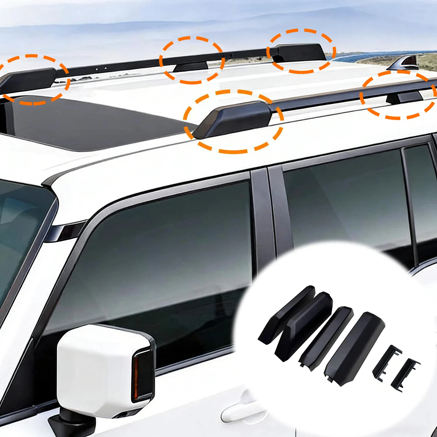 

for Toyota Land Cruiser Prado J250 LC250 2024-2025 ABS Roof Rails Racks Cap Cover Shell Roof Side Garnish Lid Accessories 4PCS
