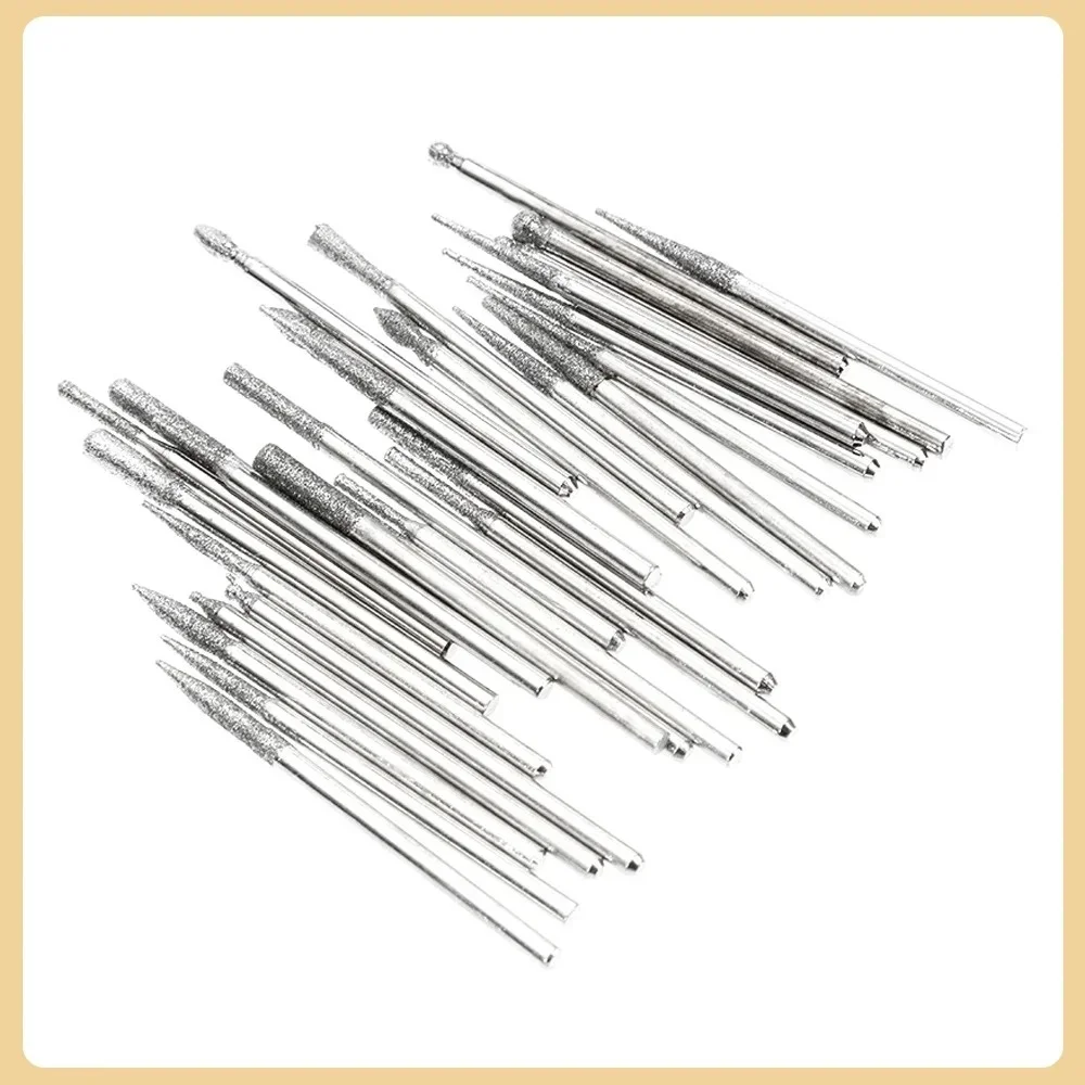 30-teiliges verschleißfestes Diamantbohrer-Set, Diamantschleifkopf zum Schnitzen, Polieren, Holzbearbeitung, 2,35/3 mm Drehwerkzeug-Set – Detail 8