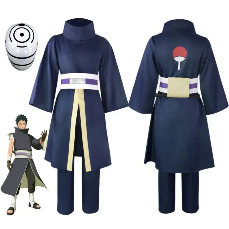 Anime Uchiha Obito przebranie na karnawał peruka mężczyźni kobiety mundurki bojowe szaty kimono spodnie nakrycie głowy maska garnitur Halloween strój unisex