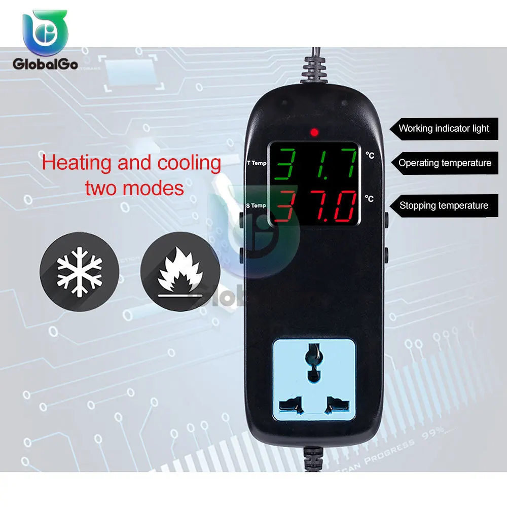 

MH-2000 Heating and Cooling Digital Temperature Controller Thermostat AC90V~ 250V Socket LED Smart Digital Thermostat Regulator