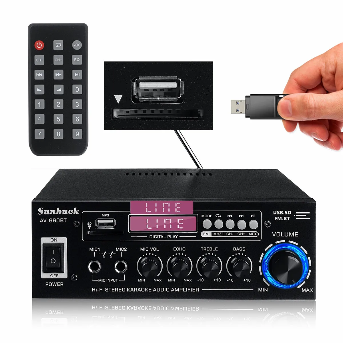 

Автомобильные усилители 100-240 В/12 В басовое аудио мощность Bluetooth AMP Hi-Fi FM 2,0-канальный аудио сабвуфер динамики лодка караван