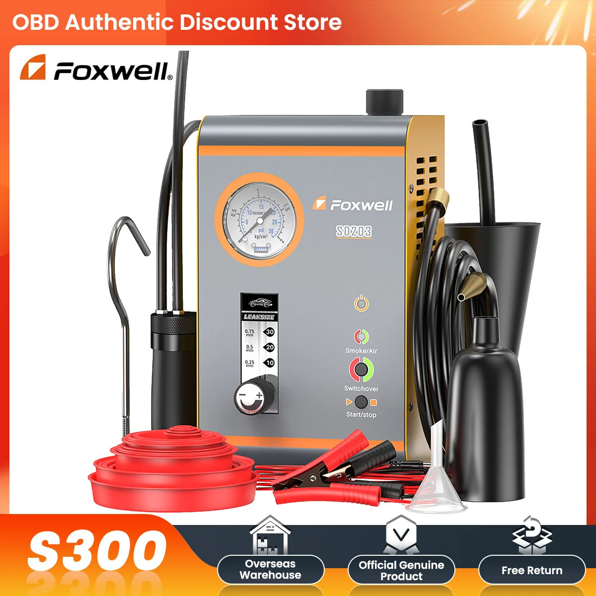 FOXWELL SD203 Car Smoke Leak Detector With Air Pump 12V EVAP Vacuum Tester Fuel Pipe Leakage Locator Car Diagnostic Tools