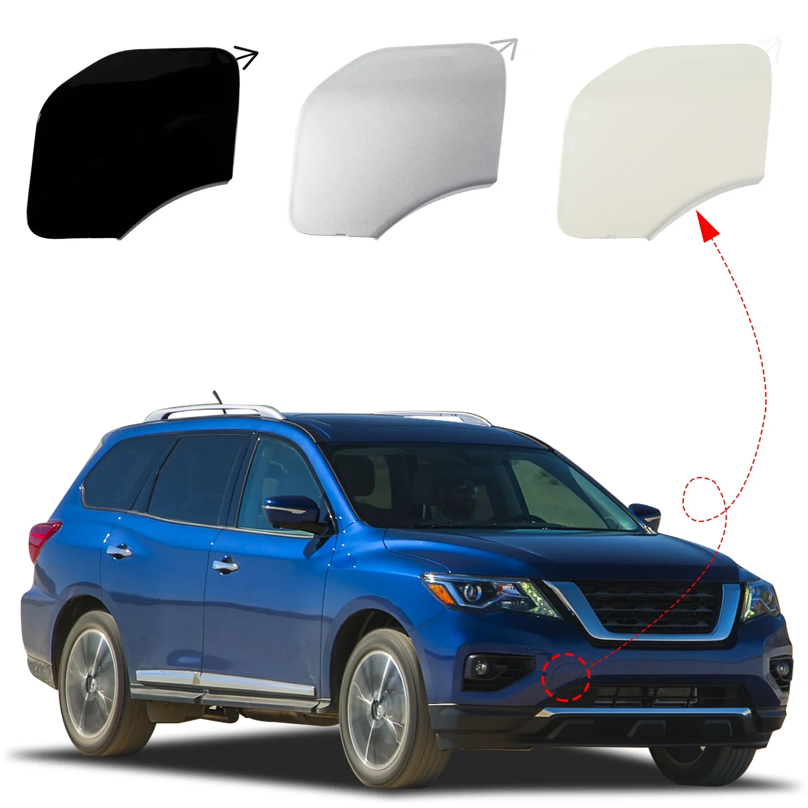 

Front Bumper Tow Hook Cover Cap Towing Eye For Nissan Pathfinder 2017 2018 2019 2020 622A09PF0A