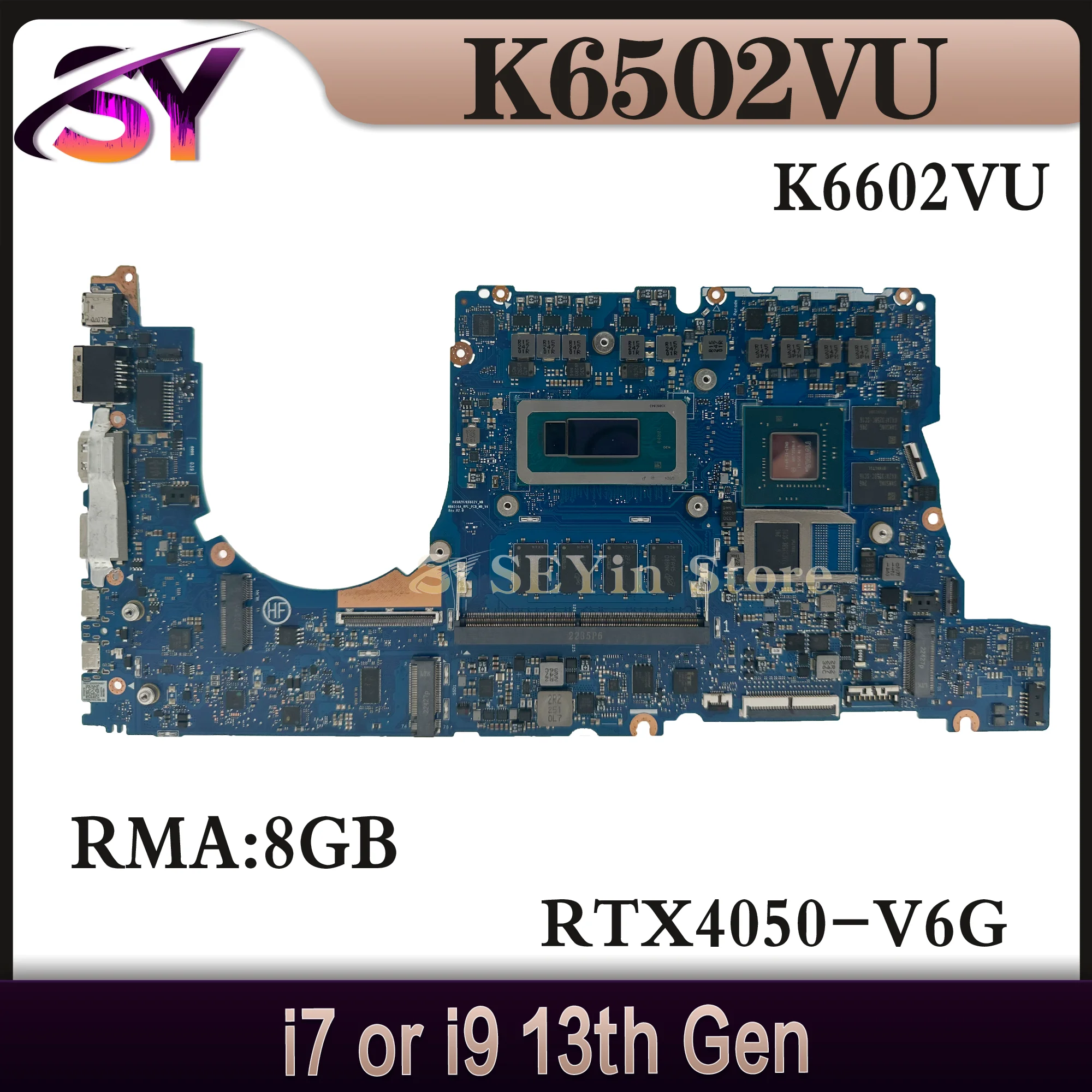 Mainboard For ASUS K6502VU K6502VV K6502VJ K6602VU K6602VV K6602VJ S6602V V6602V Laptop Motherboard i7 i9 13th Gen