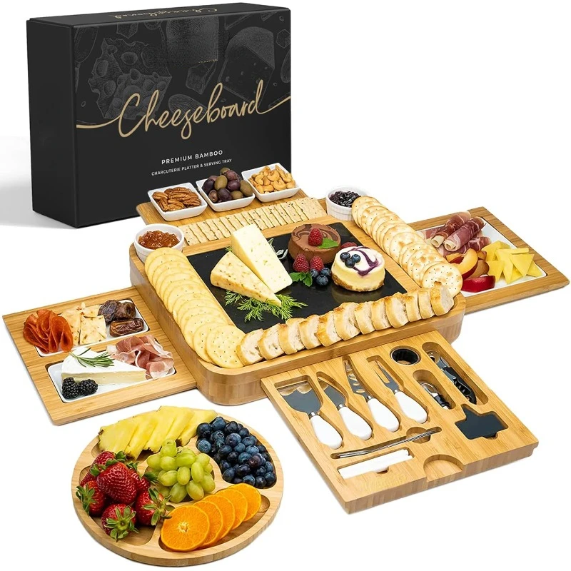 Charcuterie Boards Gift Set: Charcuterie Board Set, Bamboo Cheese Board Set - House Warming Gifts New Home