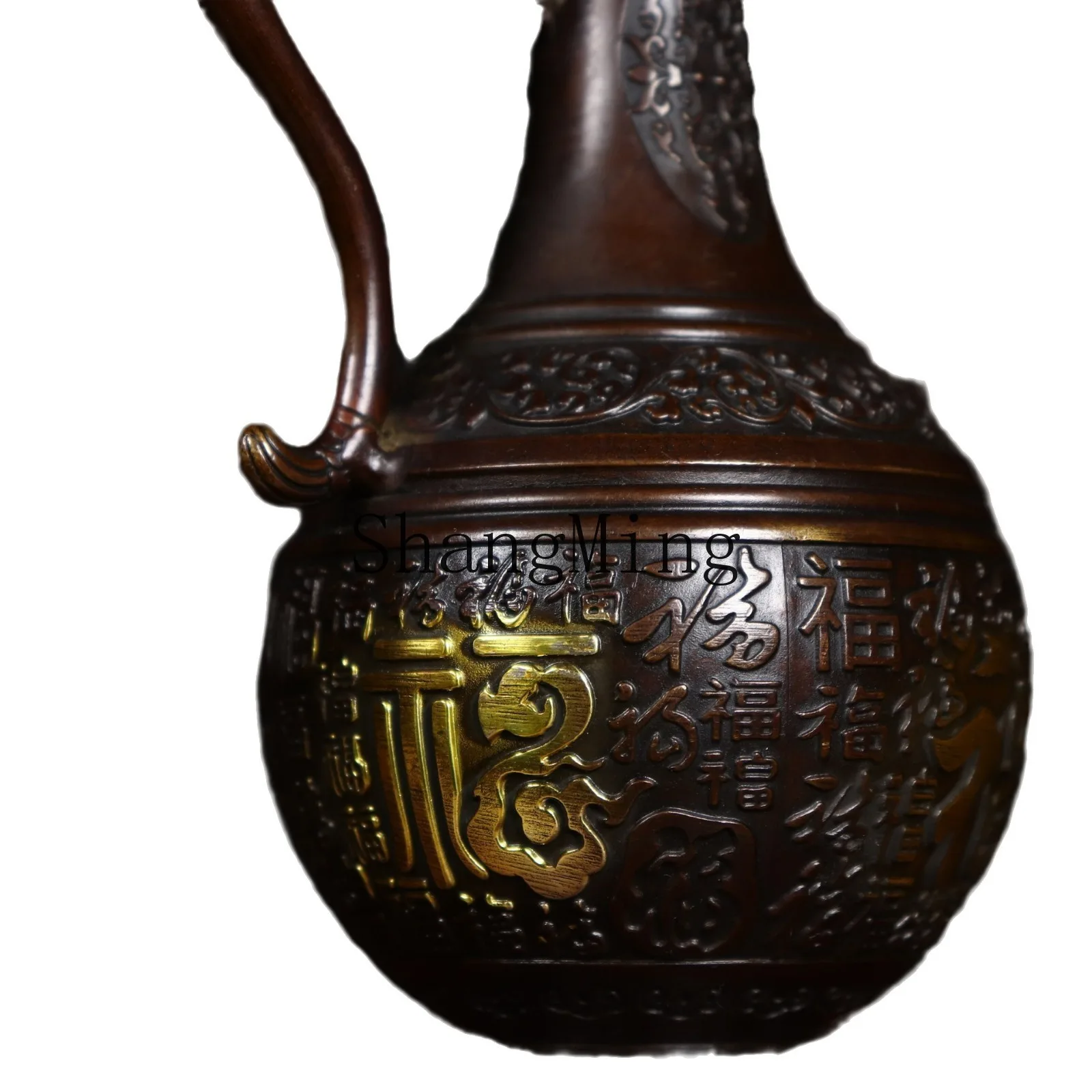 

DSA antique Fu character pot copper wine pot, antique bronze ware collection copper ornaments, home decoration crafts