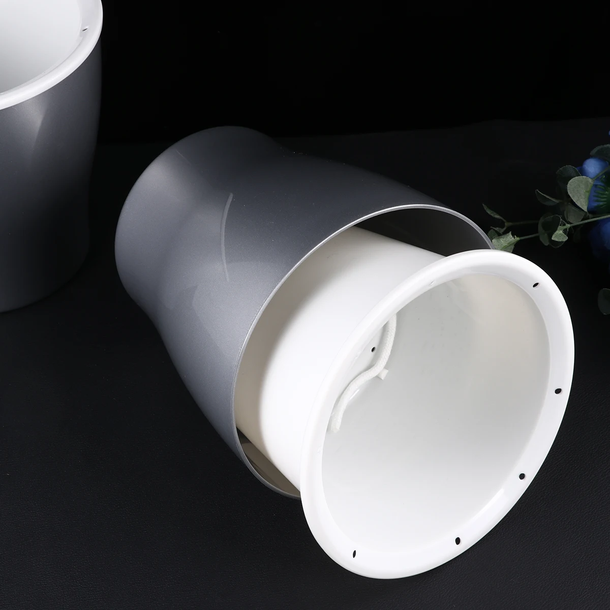 

2 Pcs Home Decor Plant Flower Watering Pot Holder Silver Planter Self Man Floral Containers