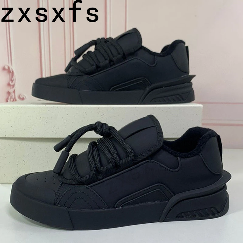 Fashion Round Toe Genuine Leather Sneakers Women Flats Breathable Platform Shoes Casual Shoes Spring Unisex Sneakers Men 2023