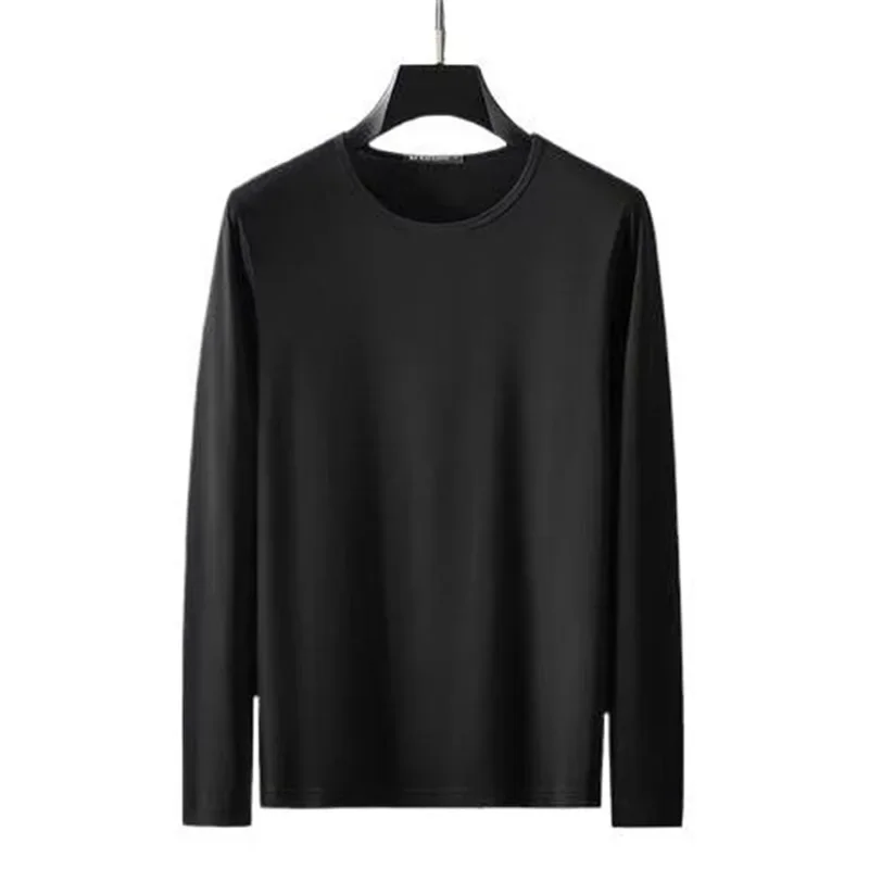 2024 الخريف الشتاء طويلة الأكمام تي شيرت الرجال الداخلية الدافئة أعلى قاعدة طبقة الجولة الرقبة حجم كبير الجسم تي شيرت الملابس العليا