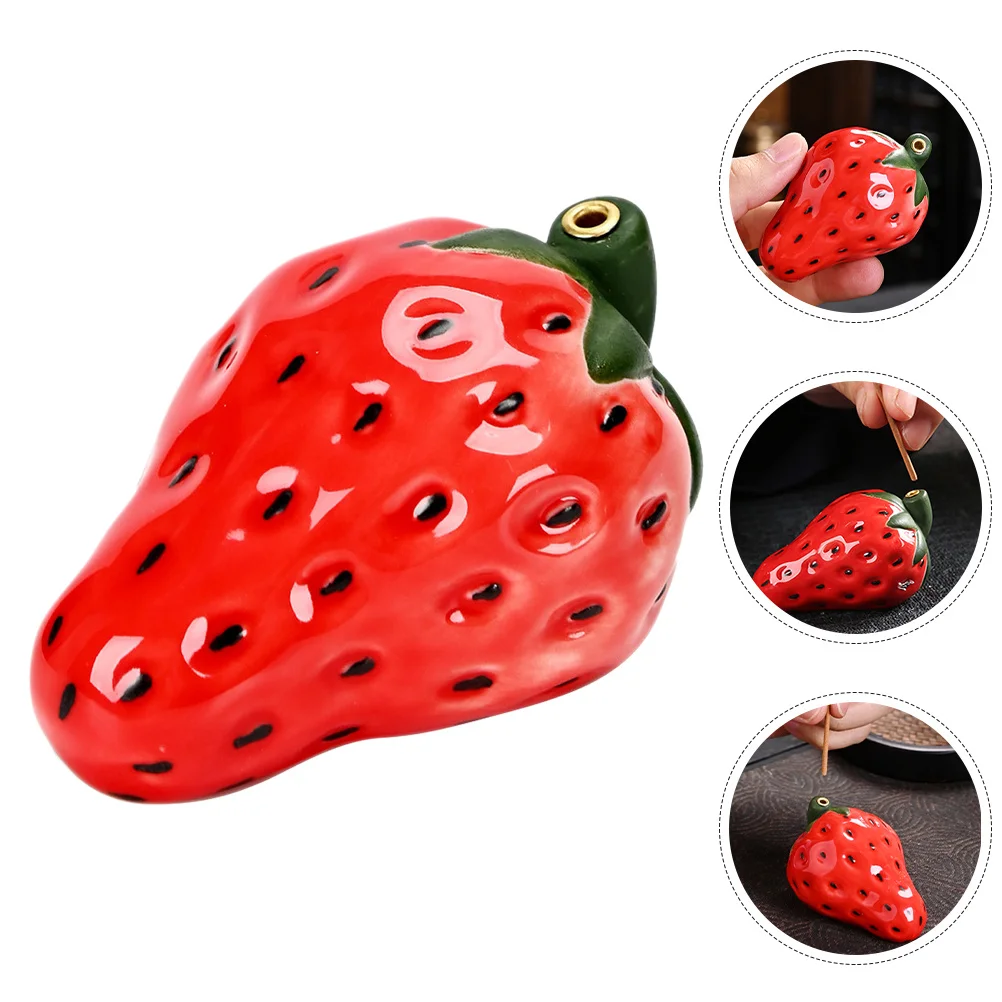 

Strawberry Modeling Incense Stick Stand Creative Ceramic Incense Burner Desktop Adornment Elegant Design Chic Censer Holder