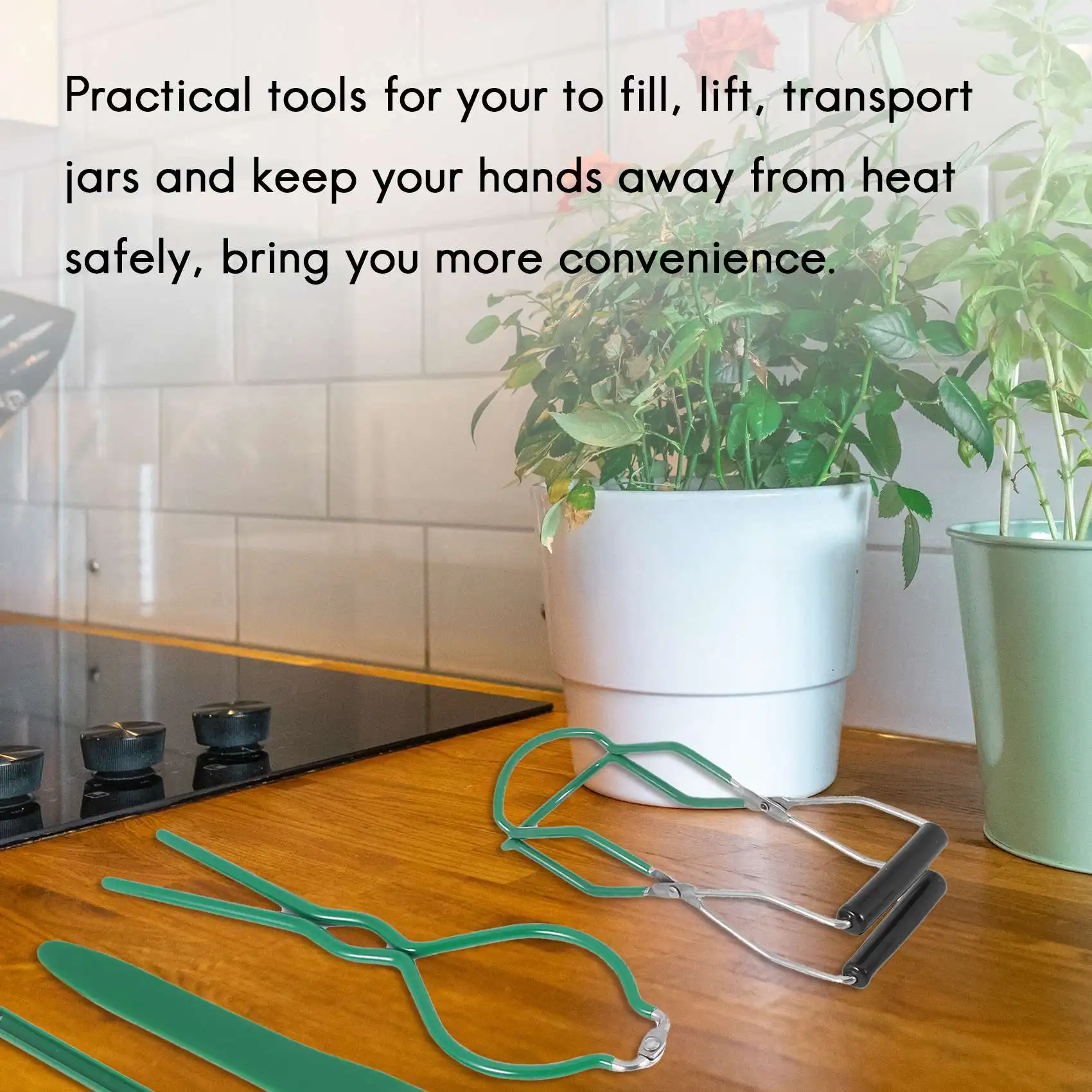 Kit di forniture per conserve da 6 pezzi, sollevatore di barattoli, imbuto per conserve, misuratore di bolle, sollevatore di coperchio, pinze per conserve, set di utensili da cucina