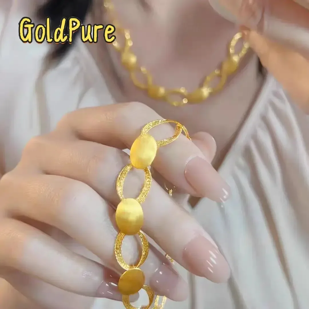 

Золотое кольцо Goldpure 9999 24K из настоящего золота с эффектом света и тени, женское, легкое, роскошное, с матовой отделкой, овальной формы, с переплетающимся дизайном, в комплекте с ожерельем и серьгами.