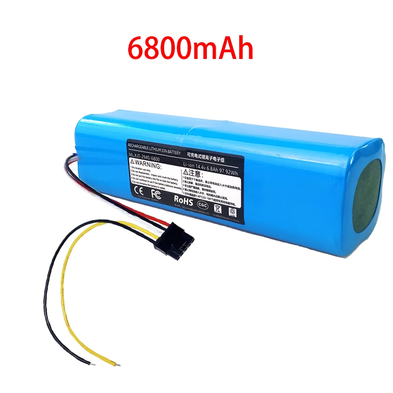 New 14.8V 6800mAh INR18650 MH1-4S2P-300S Robot Battery For Cecotec Conga 4090 4490 4590 4690 Robotic Vacuum Cleaner