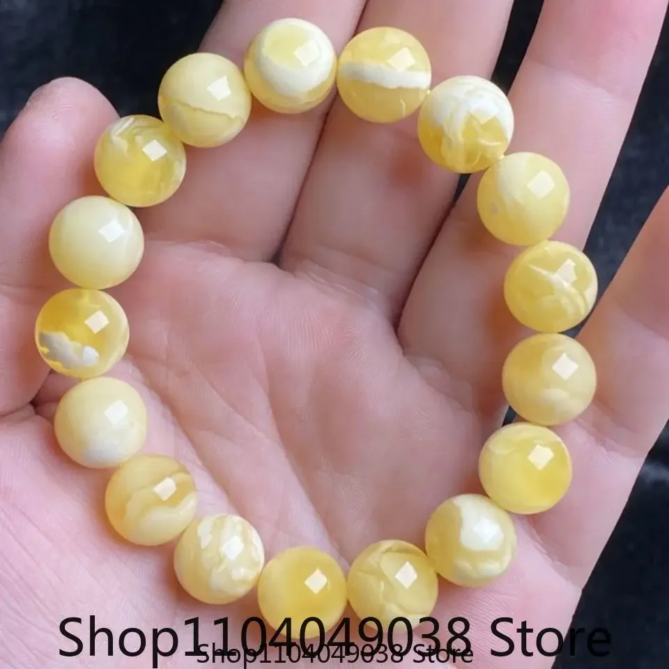 10-18mm Women Men Healing Stretch Amber Jewelry 7mm 8mm 9mm 10mm Natural Yellow Amber Gems Round Beads Bracelet Bangles