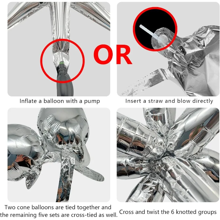 60 pçs balões de estrela de prata decorações de aniversário explosão balões mylar 12 balão de pico grande folha balão de baile para casamento a