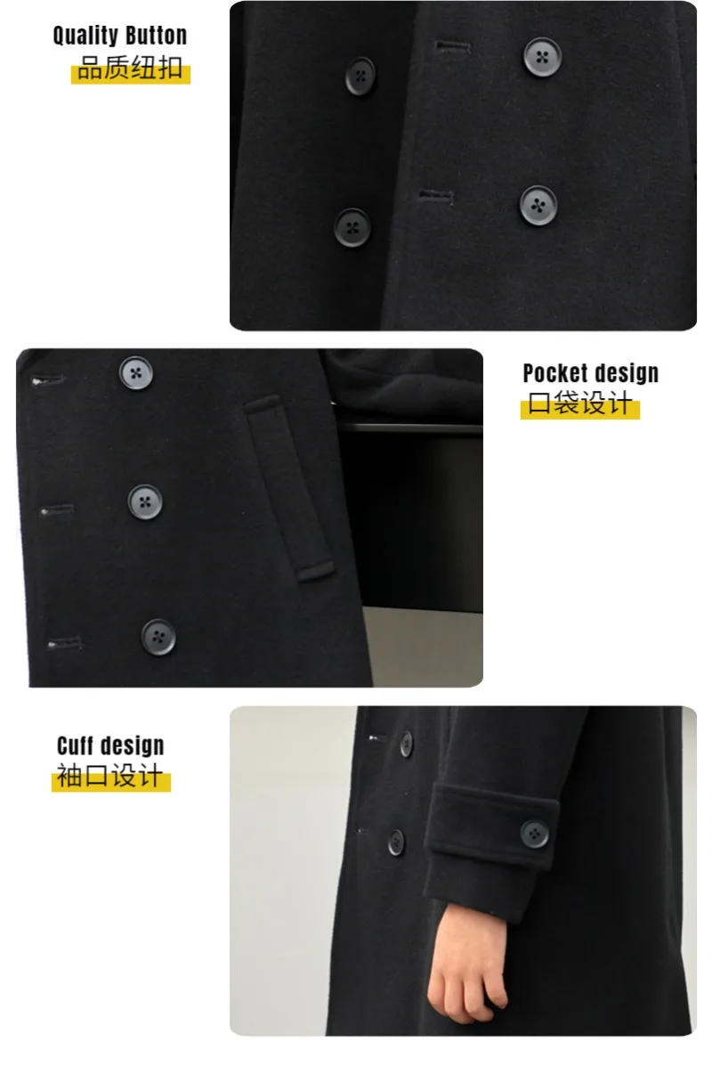 OLEKID Jungen Herbst Winter Doppelreihiger Mantel Kinder Einfarbige Wolljacke Kinder Oberbekleidung Kleinkind Teenager Überziehmantel 2-14 Jahre – Detail 16