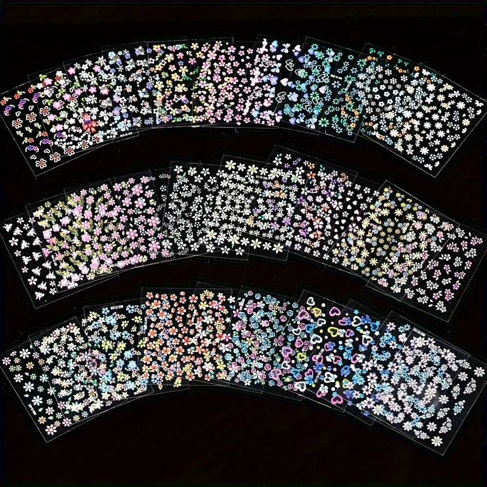 ملصقات فنية للأظافر بتصميم زهرة ثلاثية الأبعاد، شارات أظافر ذاتية اللصق لتزيين فن الأظافر، لوازم فن الأظافر للنساء والفتيات #1