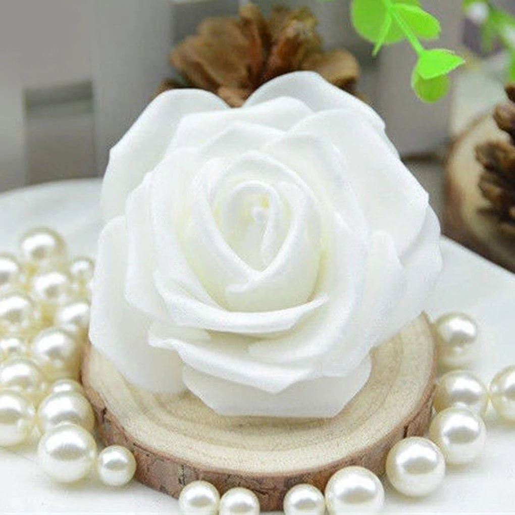 50Pcs 6-7cm Foam Rose Artificial Flower Bouquet Wedding Party Bouquet DIY Decoration Weddings Beautiful Artificial Rose Flowers