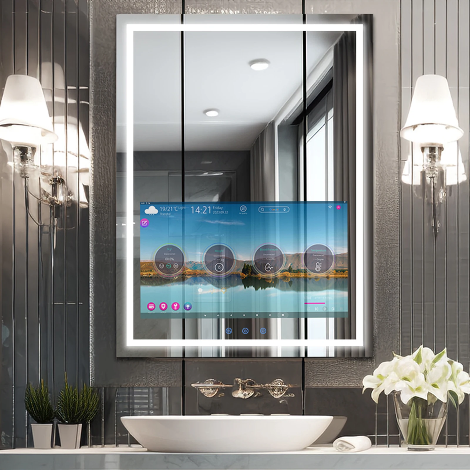 Haocrown 24x32 Inch Vertical Wall Mounted Bathroom Vanity Mirror 21.5